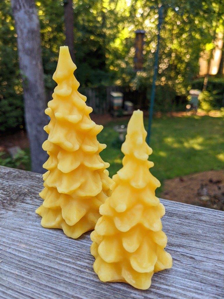 Small and Large Christmas tree beeswax candles