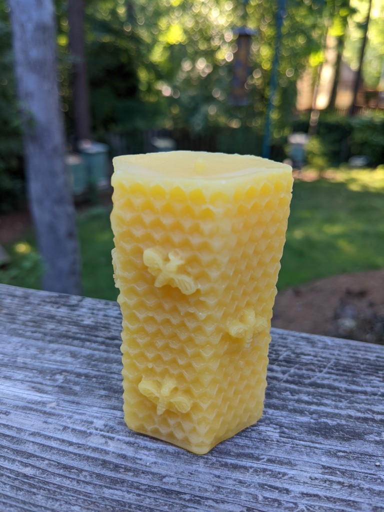 Honeycomb beeswax candle